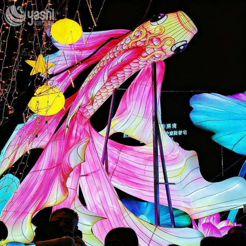 Custom Giant Koi Fish LED Lantern, Colorful Carp Light Sculpture With Lotus for Chinese New Year Lantern Festival