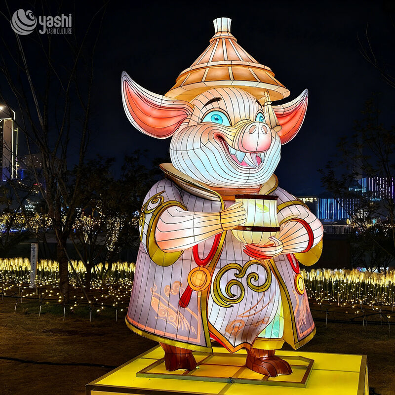 Custom Chinese Anthropomorphic Dragon LED Lantern, Traditional Robed Dragon Light Sculpture for Spring Festival Light Show