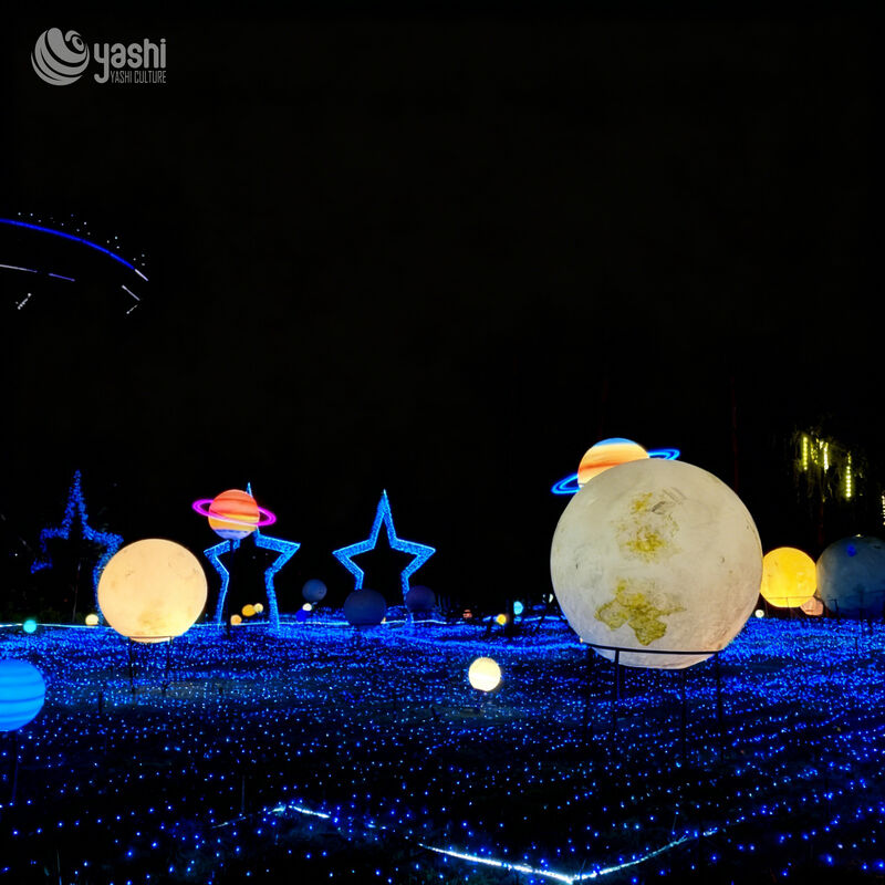 Custom Solar System Planet LED Lantern Set, Giant Earth Globe Light Sculpture untuk Space Theme Park Festival Cahaya