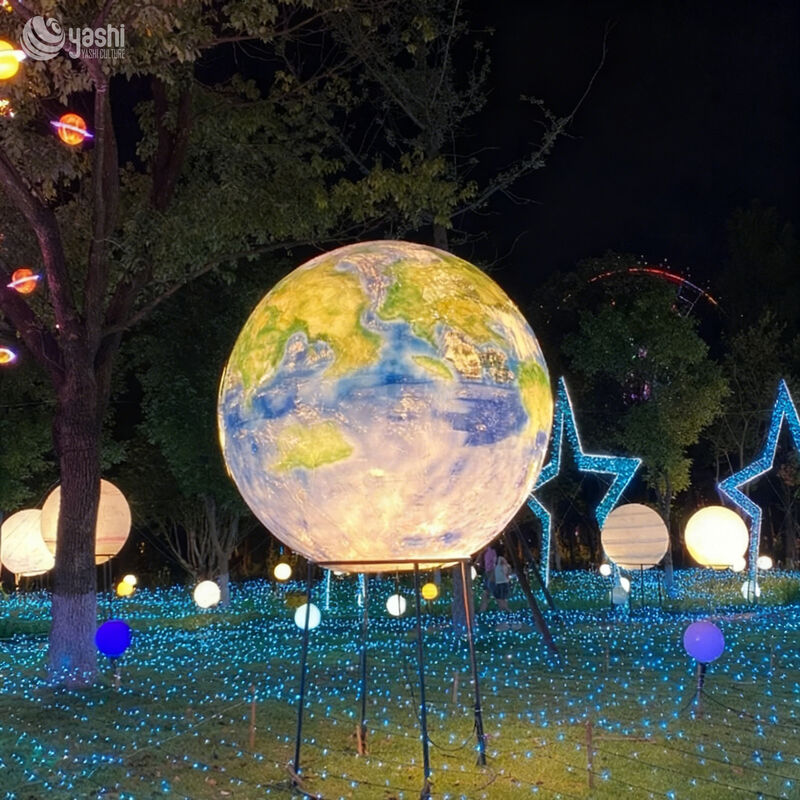 Custom Solar System Planet LED Lantern Set, Giant Earth Globe Light Sculpture untuk Space Theme Park Festival Cahaya