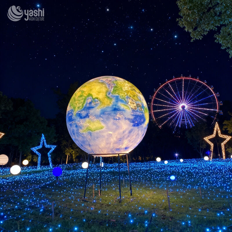 Custom Solar System Planet LED Lantern Set, Giant Earth Globe Light Sculpture untuk Space Theme Park Festival Cahaya