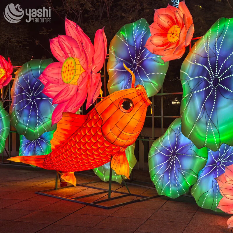 Custom Hanging Betta Fish Lantern | Gradient Color Fish LED Light Sculpture for Festival Light Exhibition