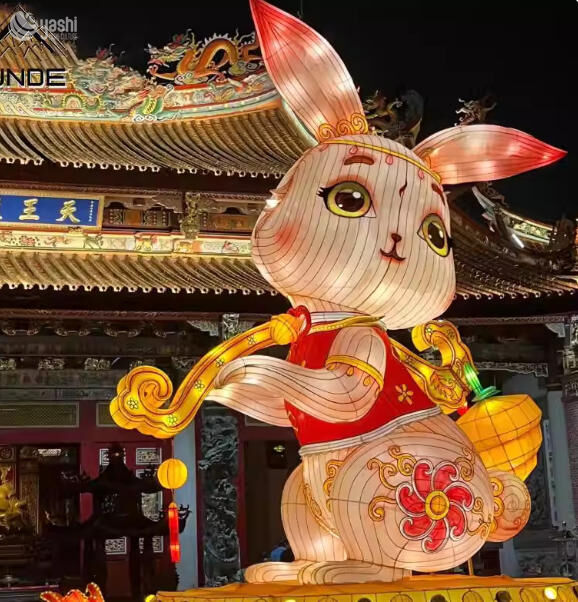 Custom Mid‑Autumn Moon & Jade Rabbit LED Lantern, Large Photo‑Op Light Sculpture for Festival Park Display