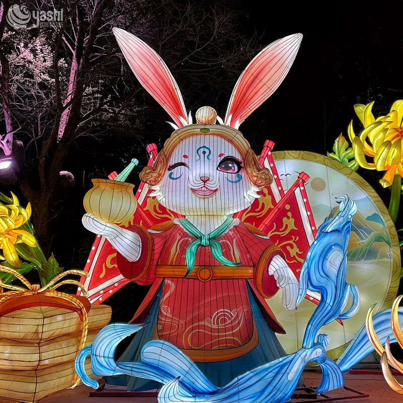 Custom Mid‑Autumn Moon & Jade Rabbit LED Lantern, Large Photo‑Op Light Sculpture for Festival Park Display