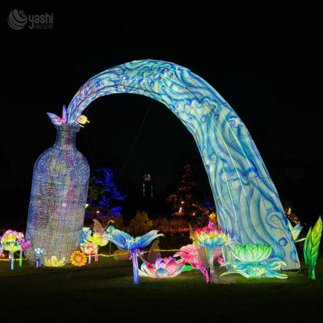 Patung Lentera Pohon Harapan Raksasa Kustom LED, Lentera Pohon Bercahaya Ajaib Besar untuk Festival Cahaya Taman
