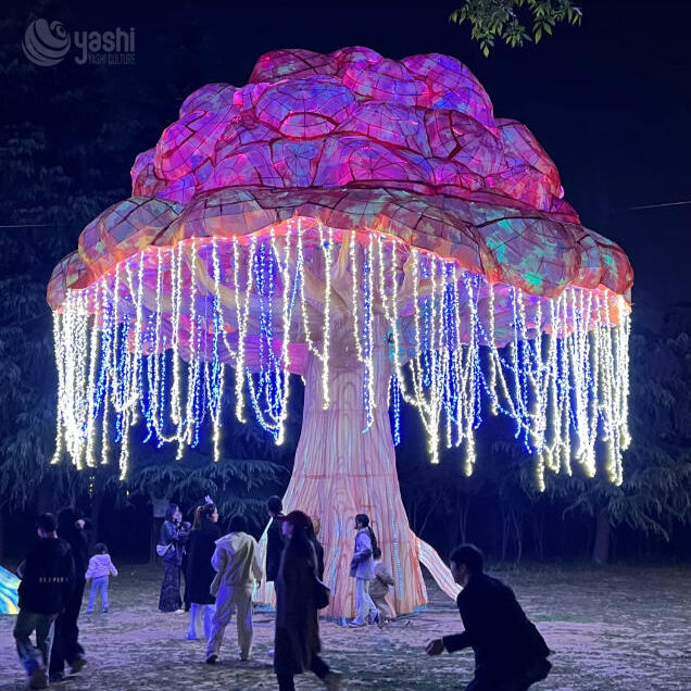 Patung Lentera Pohon Harapan Raksasa Kustom LED, Lentera Pohon Bercahaya Ajaib Besar untuk Festival Cahaya Taman