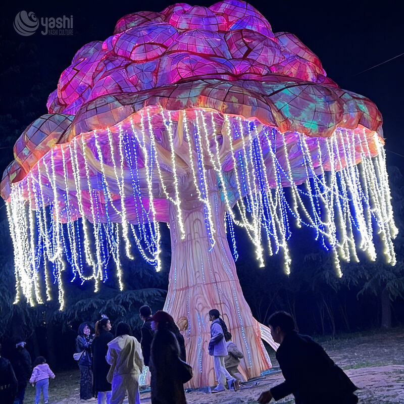Patung Lentera Pohon Harapan Raksasa Kustom LED, Lentera Pohon Bercahaya Ajaib Besar untuk Festival Cahaya Taman