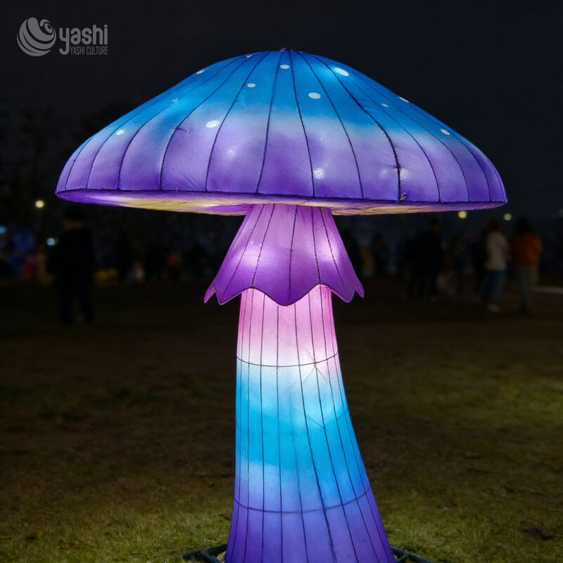 Custom Cartoon Charakter Pilz LED Laterne, niedliche anthropomorphe Pilz Licht Skulptur für Kinder Themenpark Licht Festival