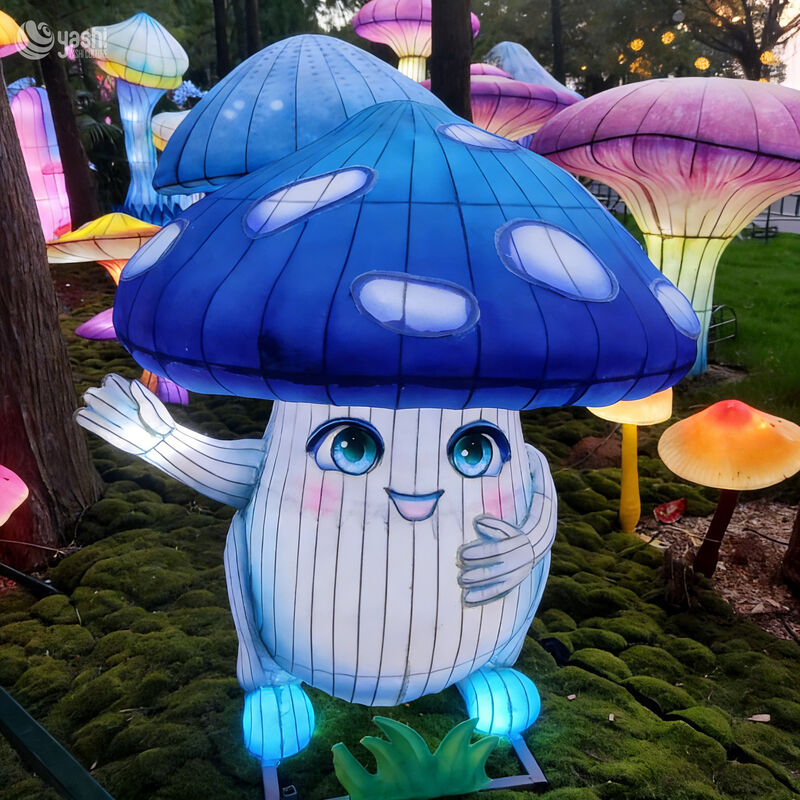 Custom Cartoon Charakter Pilz LED Laterne, niedliche anthropomorphe Pilz Licht Skulptur für Kinder Themenpark Licht Festival