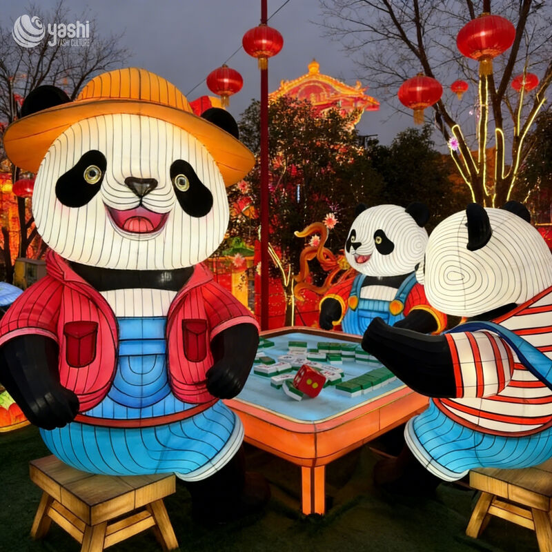 Custom Cartoon Dinosaur Group Lantern Set, Outdoor LED Dinosaur Table Scene Light Display for Theme Park & Family Light Festival