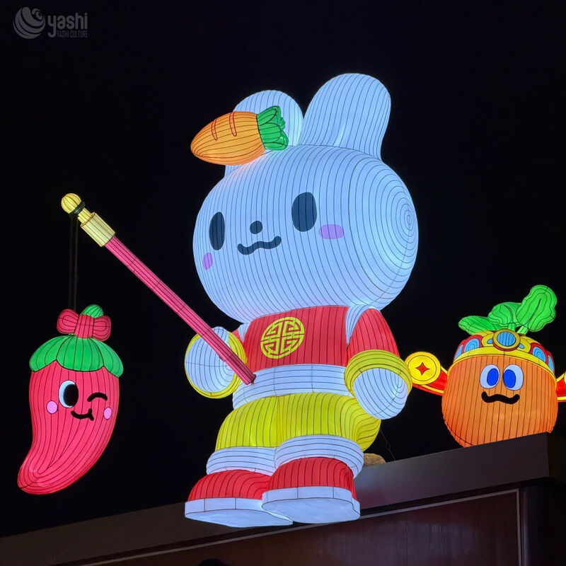 Custom Cartoon Fruit Vegetable LED Lantern Set, Cute Character Food Light Sculpture for Kids Theme Park Exhibition