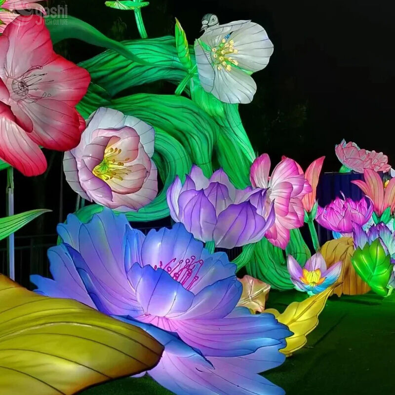 Custom Giant Purple‑Pink Peony Lantern, Large LED Floral Light Sculpture for Festival Landmark Display