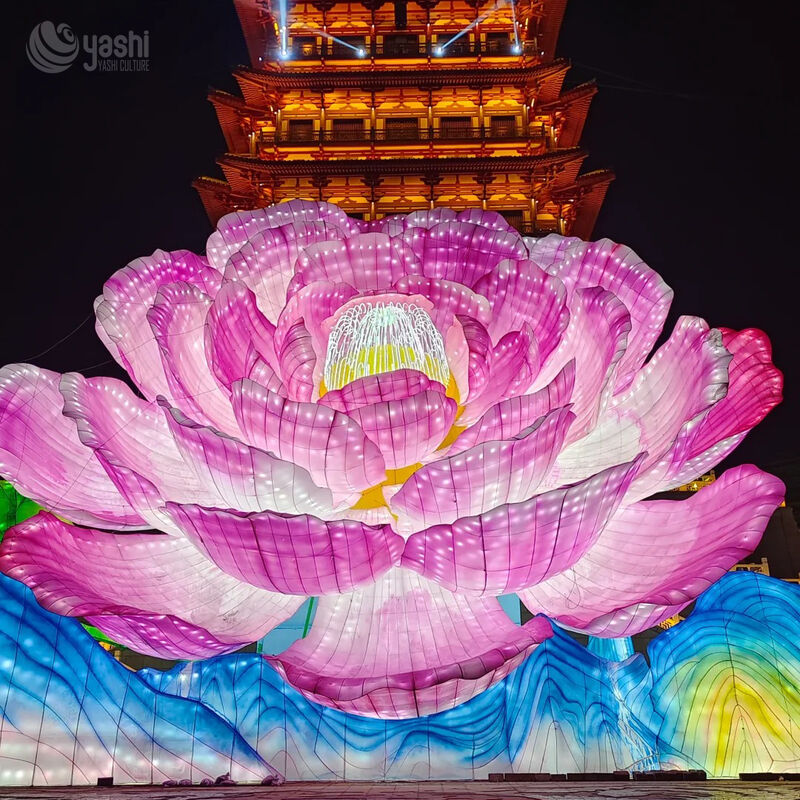 Custom Giant Purple‑Pink Peony Lantern, Large LED Floral Light Sculpture for Festival Landmark Display