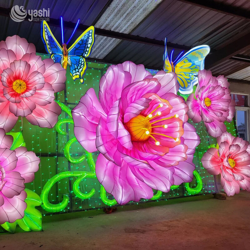Custom Giant Purple‑Pink Peony Lantern, Large LED Floral Light Sculpture for Festival Landmark Display