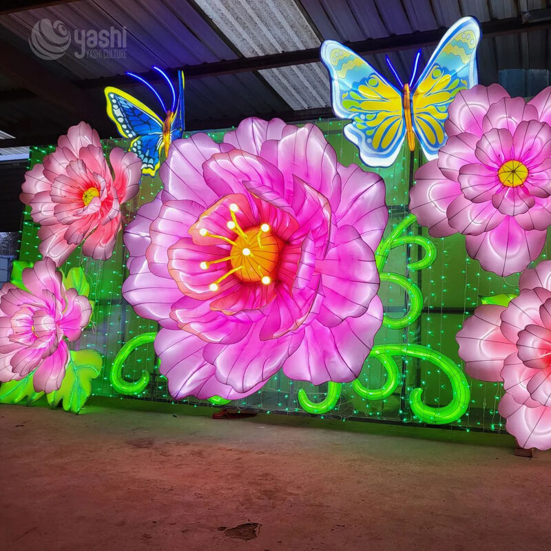 Custom Giant Purple‑Pink Peony Lantern, Large LED Floral Light Sculpture for Festival Landmark Display