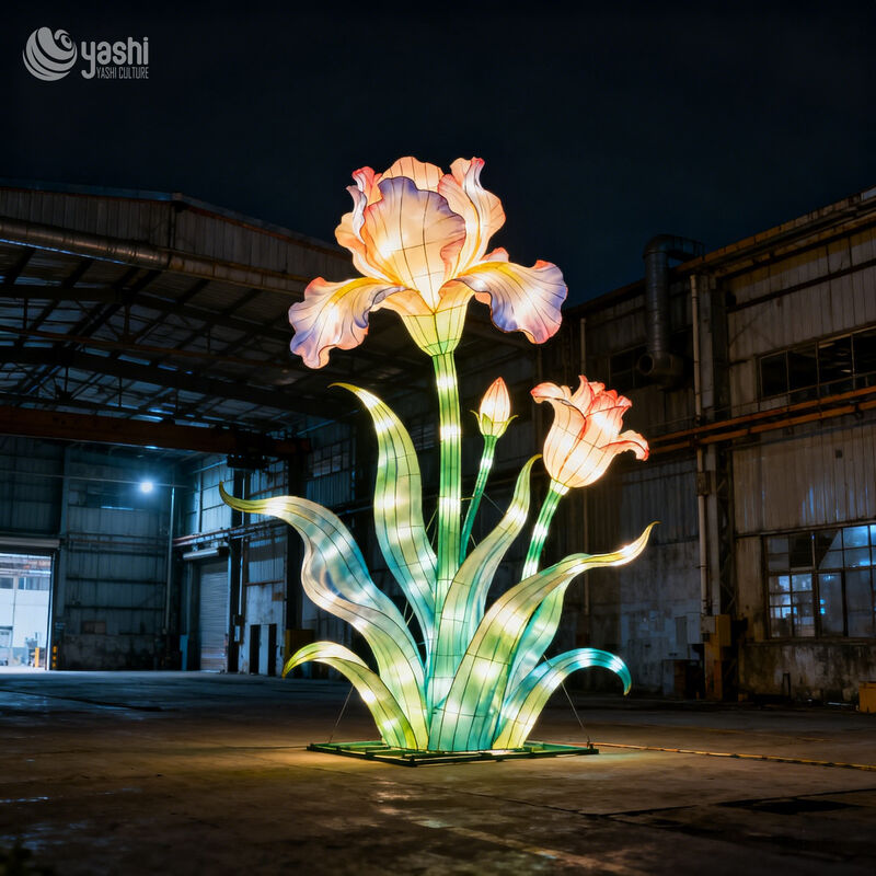 Custom Large Pastel Flower‑Style Lantern, LED Floral Light Sculpture for Outdoor Festival Decor