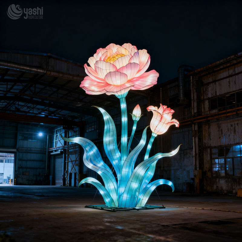 Custom Large Pastel Flower‑Style Lantern, LED Floral Light Sculpture for Outdoor Festival Decor