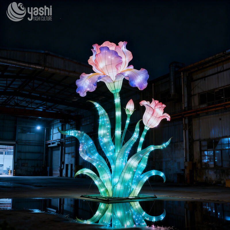 Custom Large Pastel Flower‑Style Lantern, LED Floral Light Sculpture for Outdoor Festival Decor