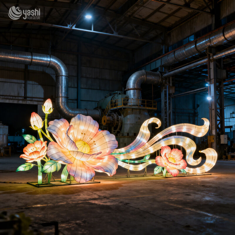 Custom Large Pastel Flower‑Style Lantern, LED Floral Light Sculpture for Outdoor Festival Decor