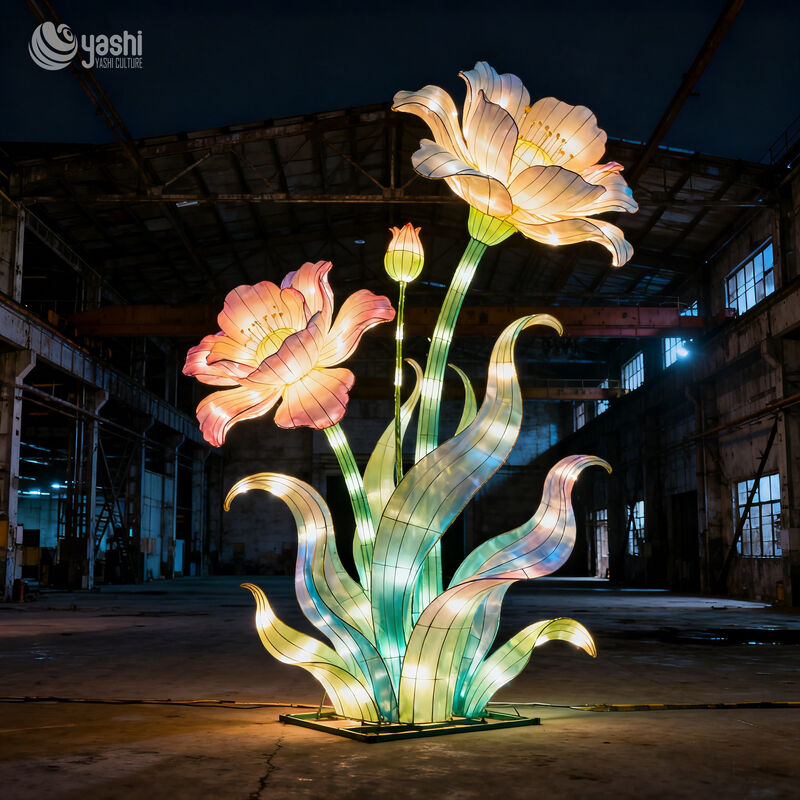 Custom Large Pastel Flower‑Style Lantern, LED Floral Light Sculpture for Outdoor Festival Decor