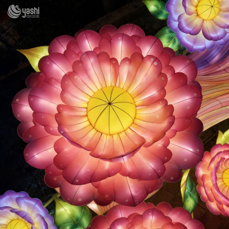 Custom Water‑Mounted Peony Flower Branch Lantern, Large LED Floral Light Sculpture for Lake Lantern Show