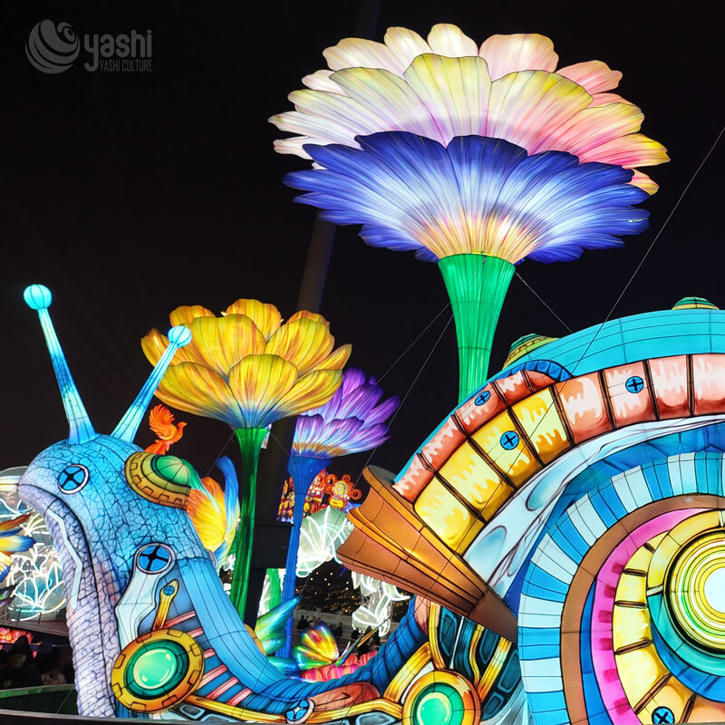 Custom Giant Multi‑Color Double‑Flower Lantern, Large LED Floral Light Sculpture for Outdoor Festival