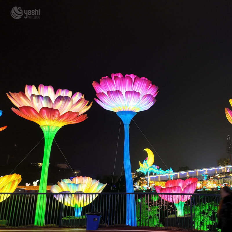 Custom Giant Multi‑Color Double‑Flower Lantern, Large LED Floral Light Sculpture for Outdoor Festival