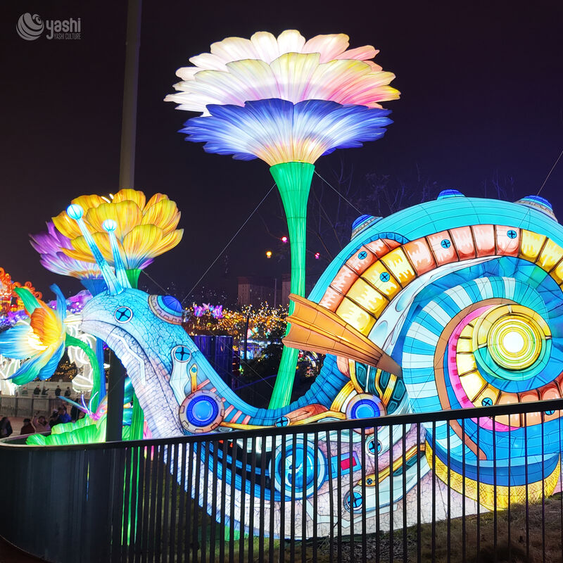 Custom Giant Multi‑Color Double‑Flower Lantern, Large LED Floral Light Sculpture for Outdoor Festival