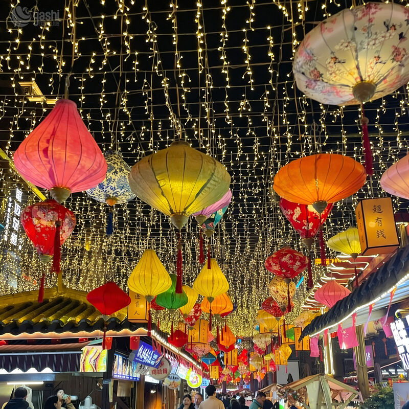 Outdoor Street Night View Decoration - Festive Lanterns, Silk Lanterns, Vietnamese Lanterns