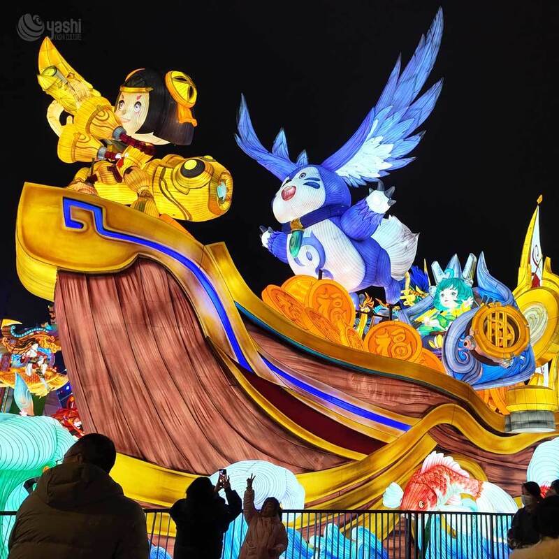 Custom Fantasy Game Character Zigong Lantern, Giant Ice Mage Warrior Girl LED Light Sculpture, Waterproof Outdoor Theme‑Park Festival Light Installation