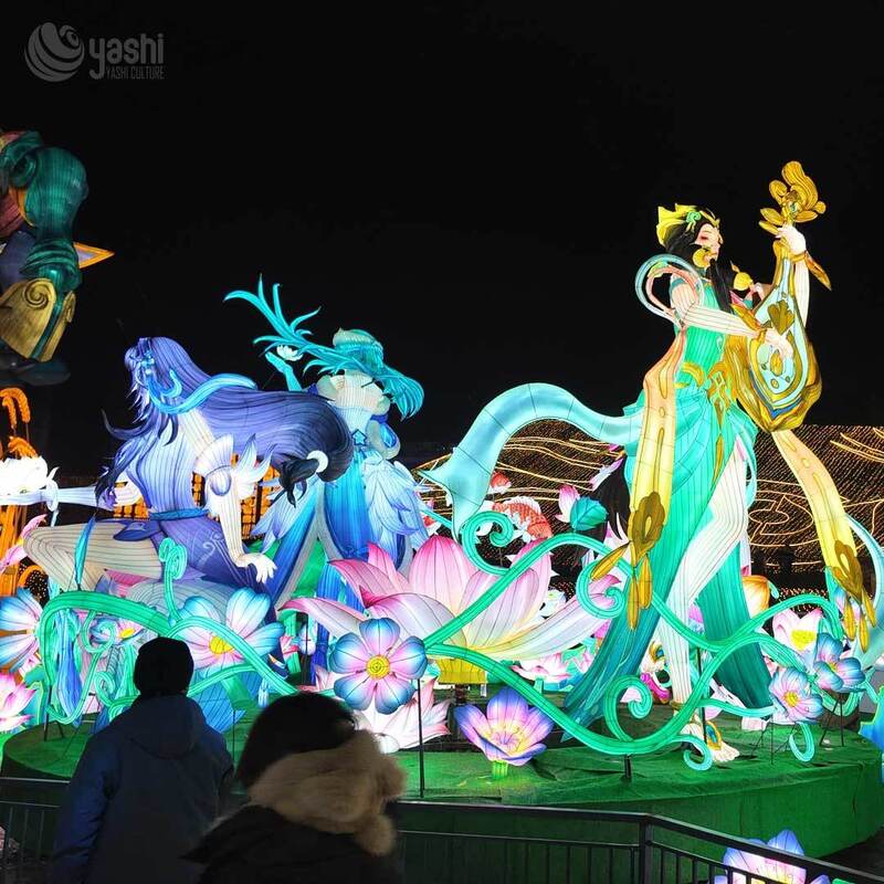 Custom Fantasy Game Character Zigong Lantern, Giant Ice Mage Warrior Girl LED Light Sculpture, Waterproof Outdoor Theme‑Park Festival Light Installation