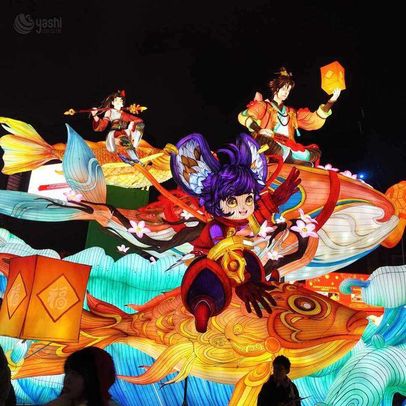 Custom Fantasy Game Character Zigong Lantern, Giant Ice Mage Warrior Girl LED Light Sculpture, Waterproof Outdoor Theme‑Park Festival Light Installation