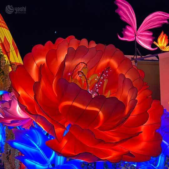 Customizable Big Peony Flower Lantern for Amusement Park, Shopping Mall & Holiday Light Show