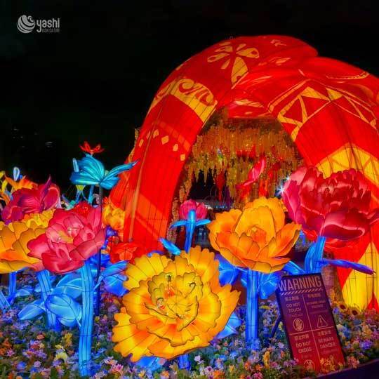 Custom Large Peony Flower Lantern | Outdoor Waterproof Festival & Theme Park Decorative Light