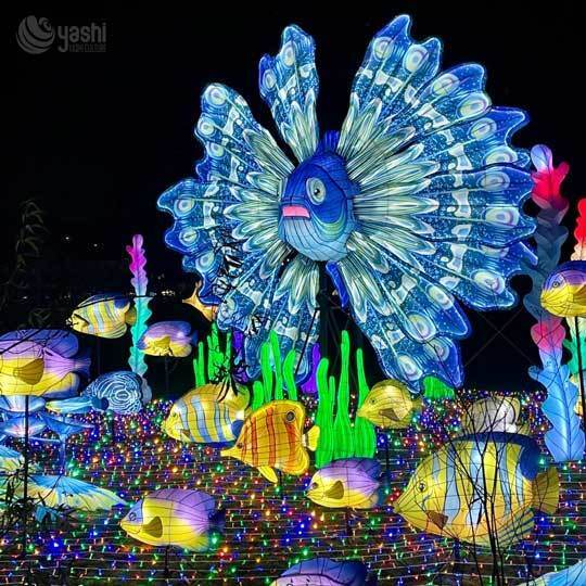 Custom Tropical Fish LED Lantern Set, Under‑Sea Marine Animal Light Sculpture for Aquatic Theme Lantern Festival