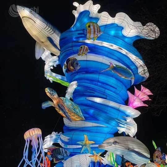 Underwater World Theme LED Lanterns Colorful Lionfish & Tropical Fish Decor for Beach & Aquarium Events
