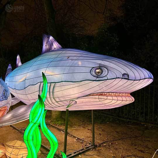Custom Marlin Fish LED Lantern Tunnel Set, Ocean Animal Hanging Light Sculptures for Aquatic‑Theme Night Festival