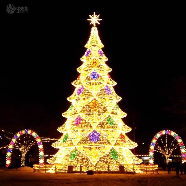 Christmas Outdoor Decoration Solution  Large Geometric LED Christmas Tree Light for Shopping Malls & Street Decor