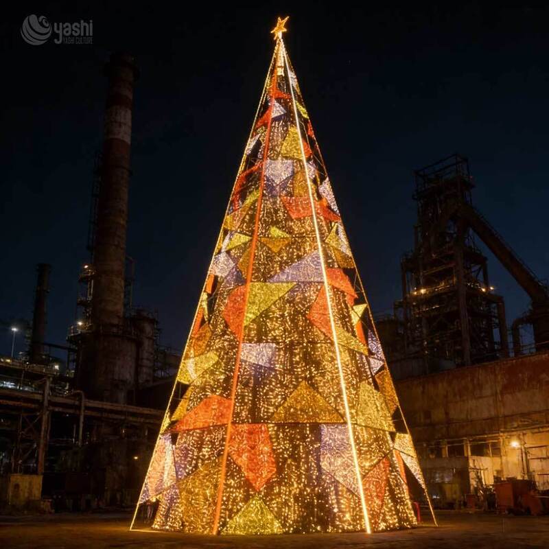 Christmas Outdoor Decoration Solution  Large Geometric LED Christmas Tree Light for Shopping Malls & Street Decor