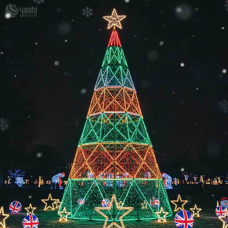Christmas Outdoor Decoration Solution  Large Geometric LED Christmas Tree Light for Shopping Malls & Street Decor