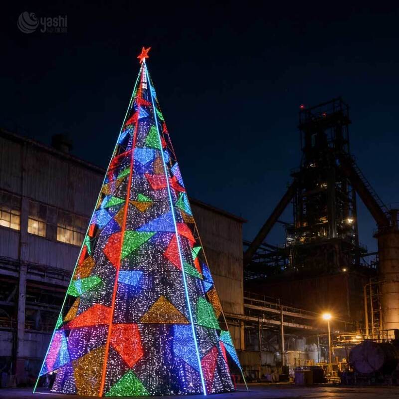 Custom Giant Outdoor LED Christmas Tree, Large Frame Christmas Tree With Star Lights for Castle & Plaza Decor