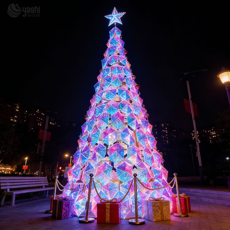 Christmas Outdoor Decoration Solution  Large Geometric LED Christmas Tree Light for Shopping Malls & Street Decor