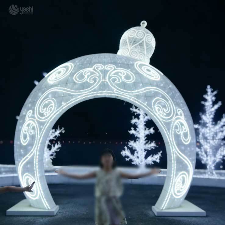 Custom Walk-through Gift Box LED Light Arch, Giant Present Bow Light Tunnel for Christmas Street Decor