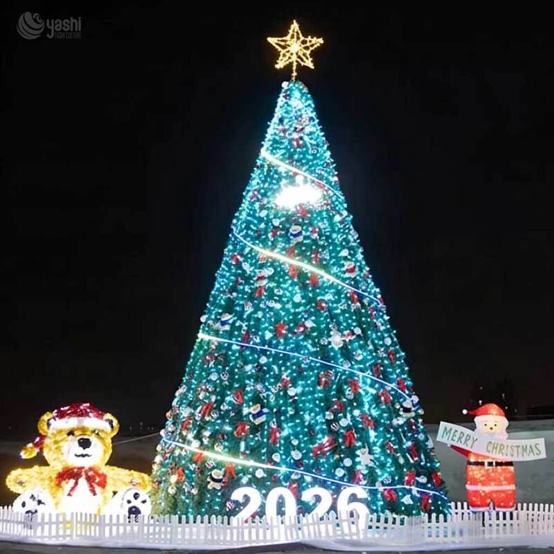 Giant Outdoor Christmas Tree Sculpture Lantern for Mall, Park, Event Custom Holiday Decoration