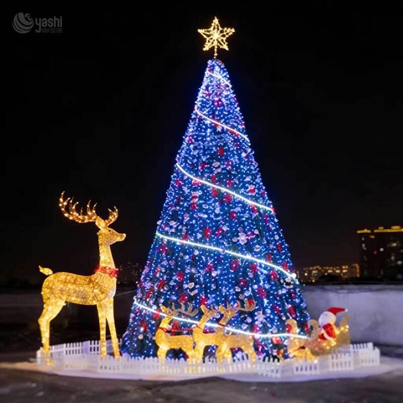 Giant Outdoor Christmas Tree Sculpture Lantern for Mall, Park, Event Custom Holiday Decoration