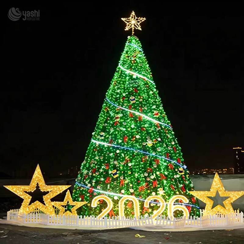 Giant Outdoor Christmas Tree Sculpture Lantern for Mall, Park, Event Custom Holiday Decoration