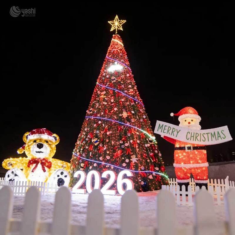 Giant Outdoor Christmas Tree Sculpture Lantern for Mall, Park, Event Custom Holiday Decoration
