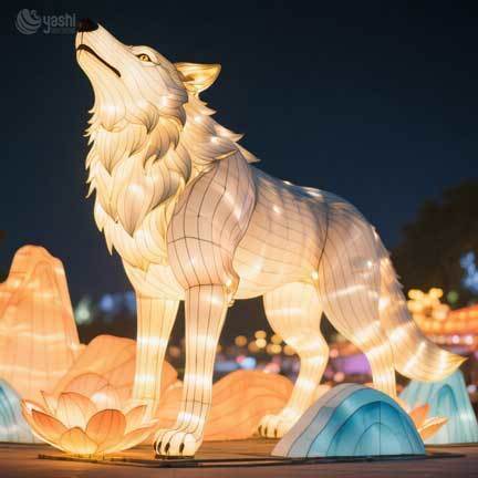 Giant Realistic Wolf LED Light Sculpture for Theme Park & Zoo Outdoor Waterproof Festival Decoration