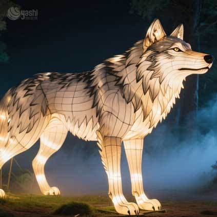 Custom Wolf Pack LED Lantern Sculpture Set, Wild Animal Light Display for Outdoor Forest‑Theme Lantern Festival