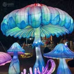 Custom Cartoon Anthropomorphic Mushroom Lantern Set, Large LED Cute Character Mushroom Light Sculpture for Festival